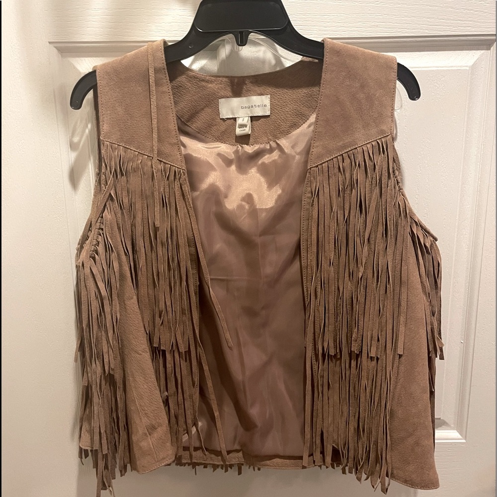 Bagatelle Brown Suede Fringe Vest